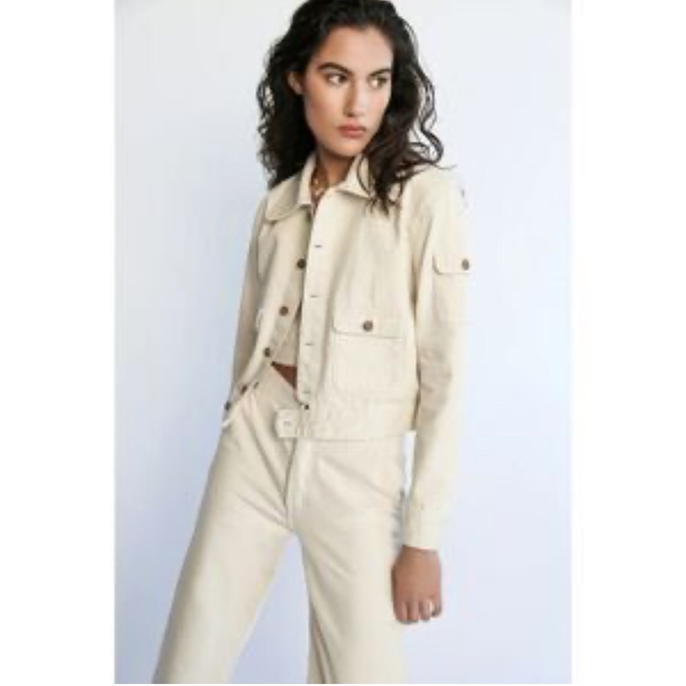 AG Adriano Goldschmied Women's Beige Jean Corduroy Jacket 🐻